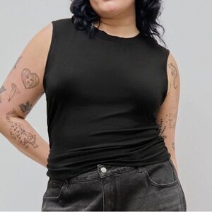 Cider Black Ruched Sleeveless Tank Top